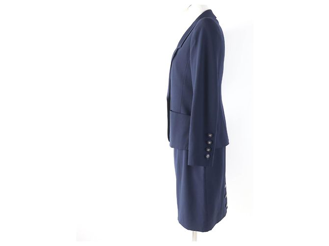 Chanel COCO Mark Button Wool 2way Jacket Skirt Blue Navy blue - view 2