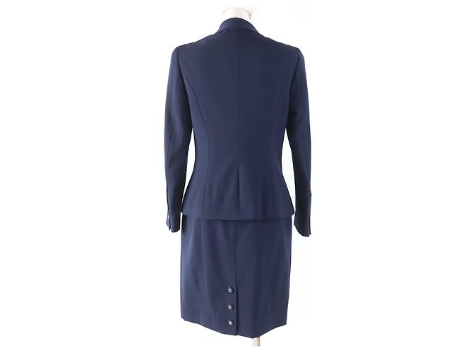 Chanel COCO Mark Button Wool 2way Jacket Skirt Blue Navy blue - view 3