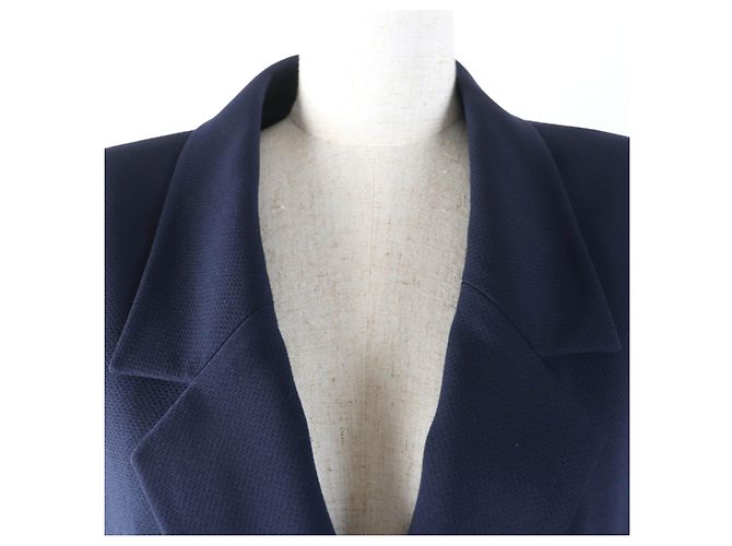 Chanel COCO Mark Button Wool 2way Jacket Skirt Blue Navy blue - view 4