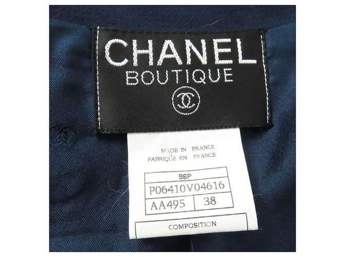 Chanel COCO Mark Button Wool 2way Jacket Skirt Blue Navy blue - view 9