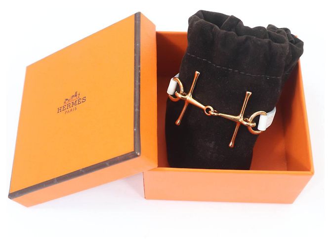 Bracelete Mole Hermès de couro Tamanho 17 Branco - vista 2