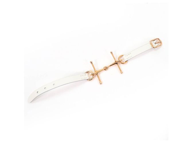 Bracelete Mole Hermès de couro Tamanho 17 Branco - vista 3