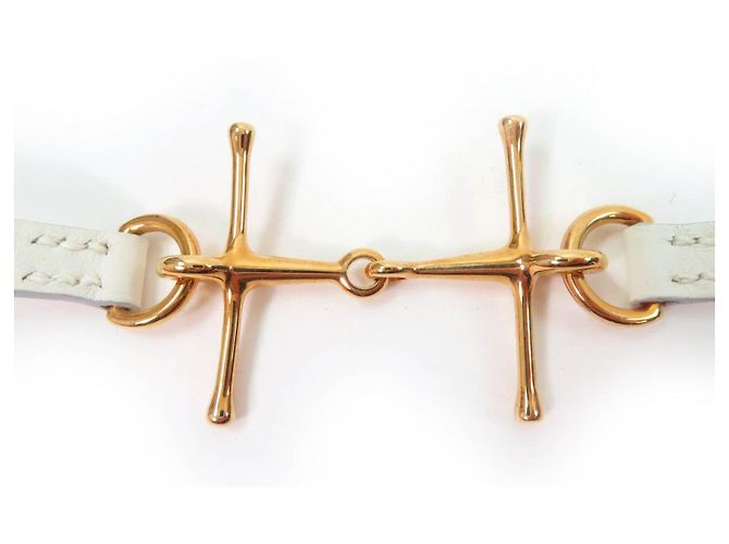 Bracelete Mole Hermès de couro Tamanho 17 Branco - vista 4