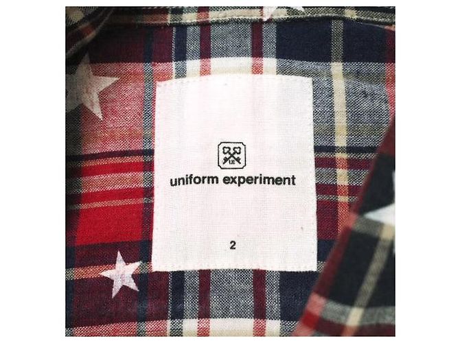 Autre Marque Camisa de algodón STAR PLAID MIX de Uniform Experiment Roja Azul marino - vista 3