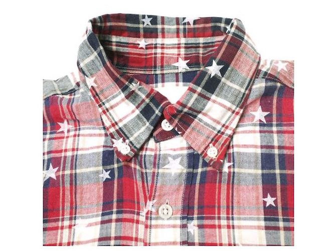 Autre Marque Camisa de algodón STAR PLAID MIX de Uniform Experiment Roja Azul marino - vista 4