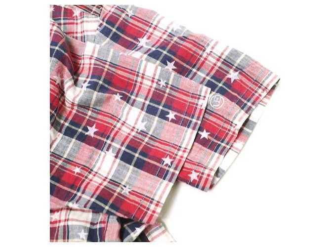 Autre Marque Camisa de algodón STAR PLAID MIX de Uniform Experiment Roja Azul marino - vista 5