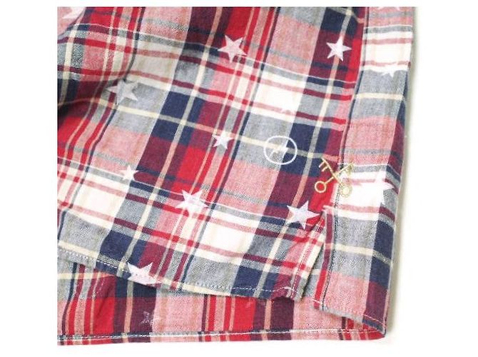 Autre Marque Camisa de algodón STAR PLAID MIX de Uniform Experiment Roja Azul marino - vista 6