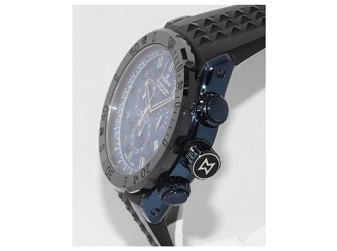 Autre Marque Edelstahl-Chronograph Edox Chronoffshore 1 Blau - Ansicht 4