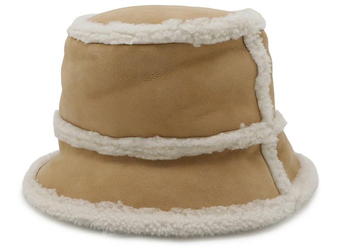 Cappello bucket in shearling con logo Fendi Cappello in pelle di pecora Beige - vista 2