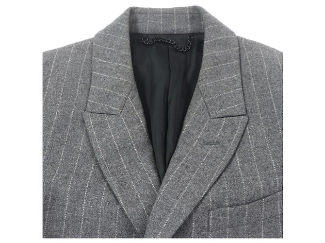 Paul Smith LONDON Stripe Pattern Wool Chester Coat Brown Grey - view 2