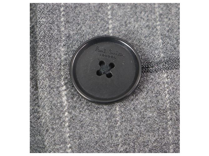 Paul Smith LONDON Stripe Pattern Wool Chester Coat Brown Grey - view 5