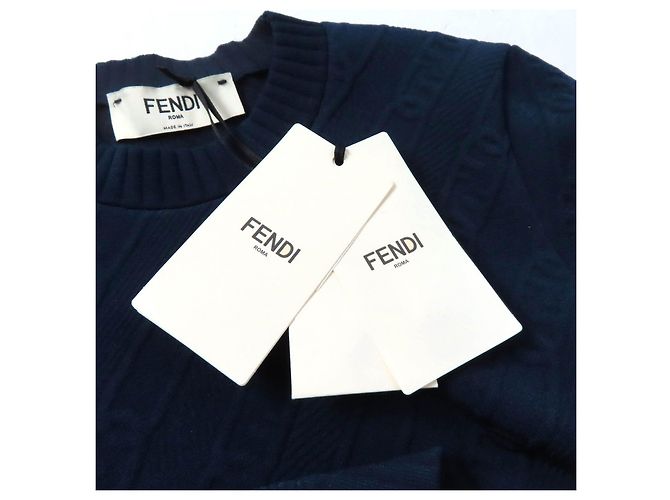 Fendi FF Logo Stricktop Blau Marineblau - Ansicht 11