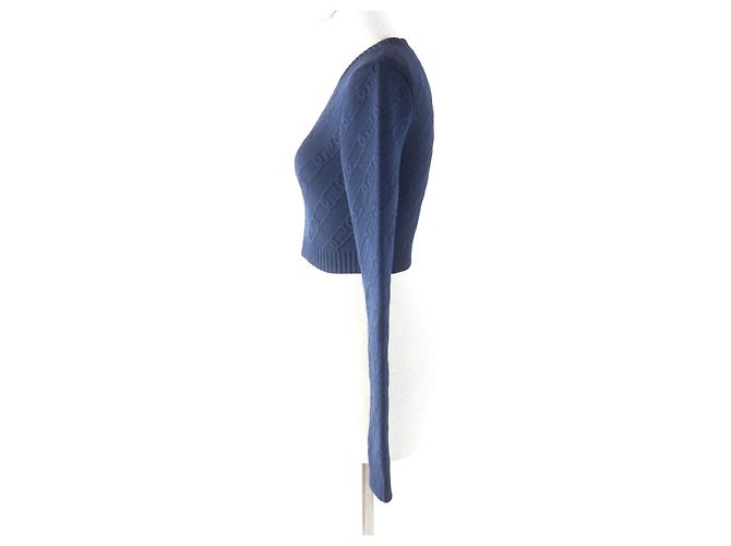 Fendi FF Logo Stricktop Blau Marineblau - Ansicht 2