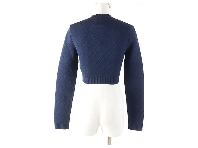 Fendi FF Logo Stricktop Blau Marineblau - Ansicht 3