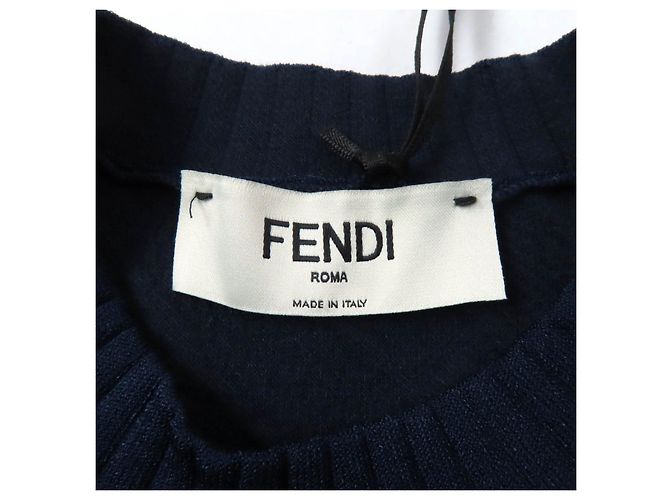 Fendi FF Logo Stricktop Blau Marineblau - Ansicht 6