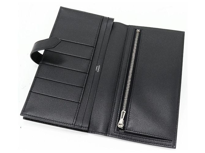 Cartera con cremallera larga Bearn Soufflet Veau Madame de Hermès Negro - vista 3