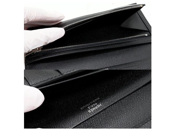 Cartera con cremallera larga Bearn Soufflet Veau Madame de Hermès Negro - vista 4