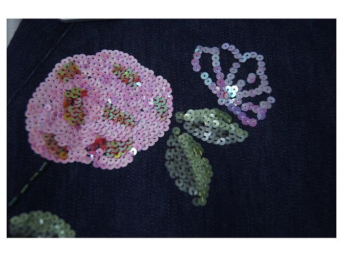 Falda vaquera ROCCOBAROCCO azul marino con detalles de strass - vista 2