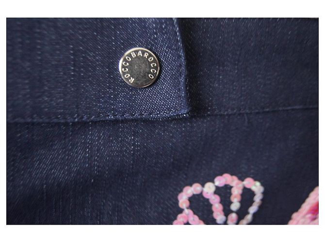 Falda vaquera ROCCOBAROCCO azul marino con detalles de strass - vista 4
