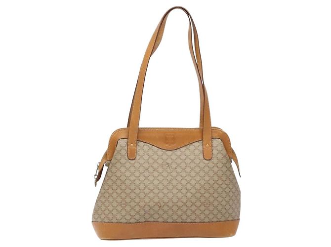 Céline Borsa a Spalla in Tela Macadam CELINE PVC Beige Oro Auth 139658 D'oro - vista 13