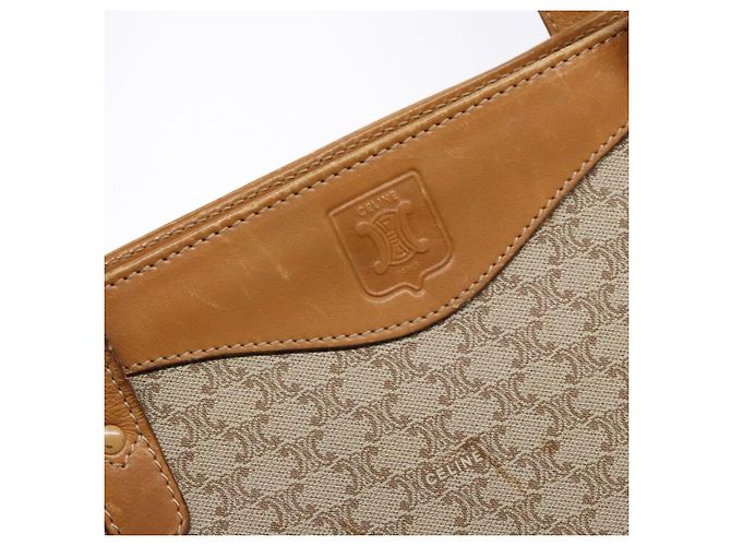 Céline Borsa a Spalla in Tela Macadam CELINE PVC Beige Oro Auth 139658 D'oro - vista 17