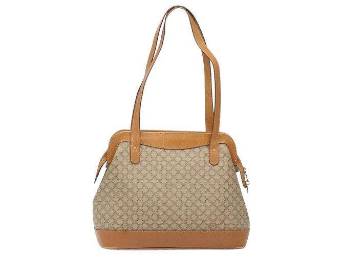 Céline Borsa a Spalla in Tela Macadam CELINE PVC Beige Oro Auth 139658 D'oro - vista 2