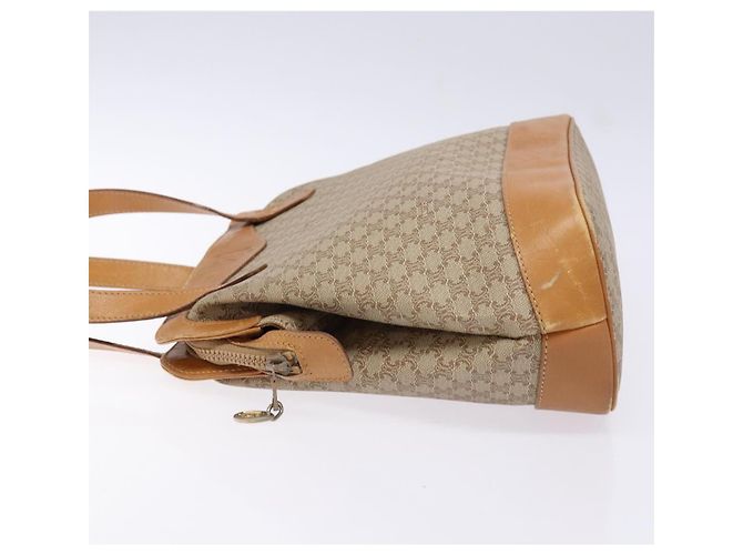 Céline Borsa a Spalla in Tela Macadam CELINE PVC Beige Oro Auth 139658 D'oro - vista 4
