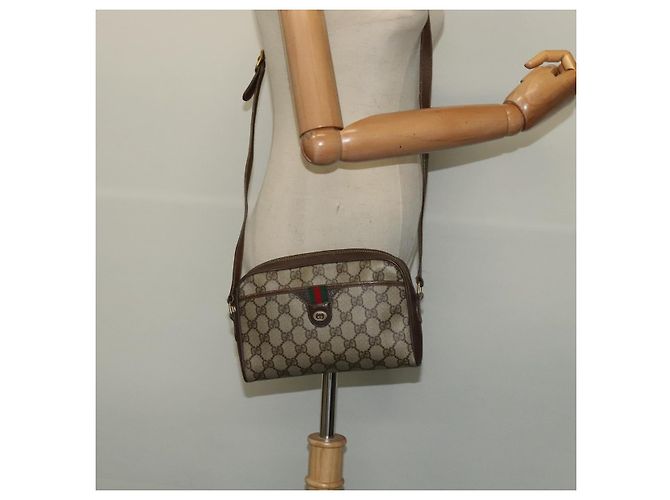 Gucci Borsa GG Supreme Web Sherry Line in PVC Beige Oro Rosso 116 02 089 Auth 139947 D'oro - vista 22