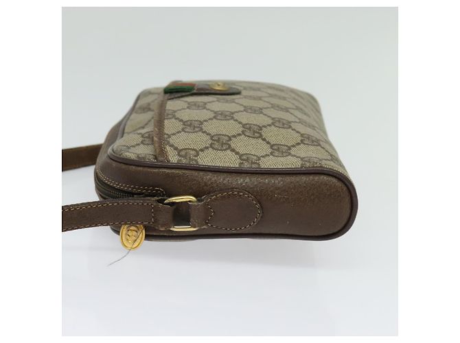 Gucci Borsa GG Supreme Web Sherry Line in PVC Beige Oro Rosso 116 02 089 Auth 139947 D'oro - vista 3