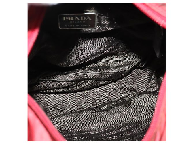 Borsa a Spalla PRADA in Nylon Rosso Argento Auth ki5884 - vista 11