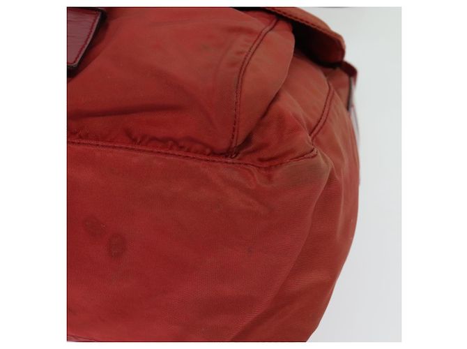 Borsa a Spalla PRADA in Nylon Rosso Argento Auth ki5884 - vista 14