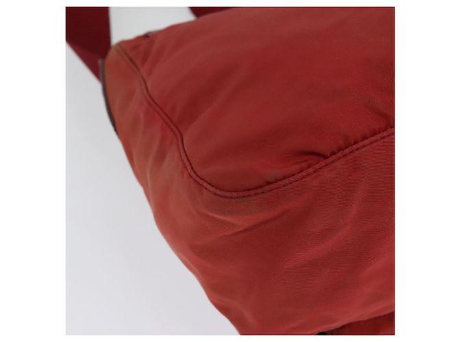 Borsa a Spalla PRADA in Nylon Rosso Argento Auth ki5884 - vista 15