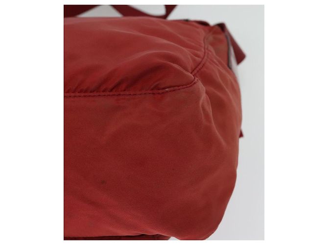 Borsa a Spalla PRADA in Nylon Rosso Argento Auth ki5884 - vista 16