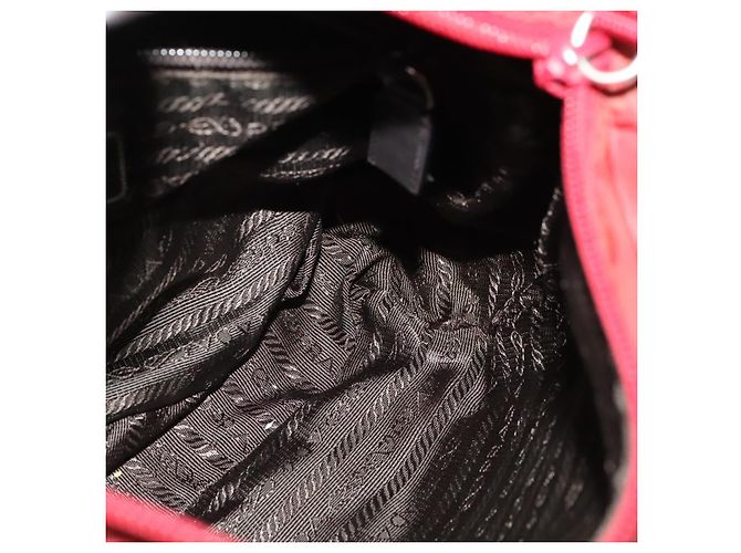 Borsa a Spalla PRADA in Nylon Rosso Argento Auth ki5884 - vista 19