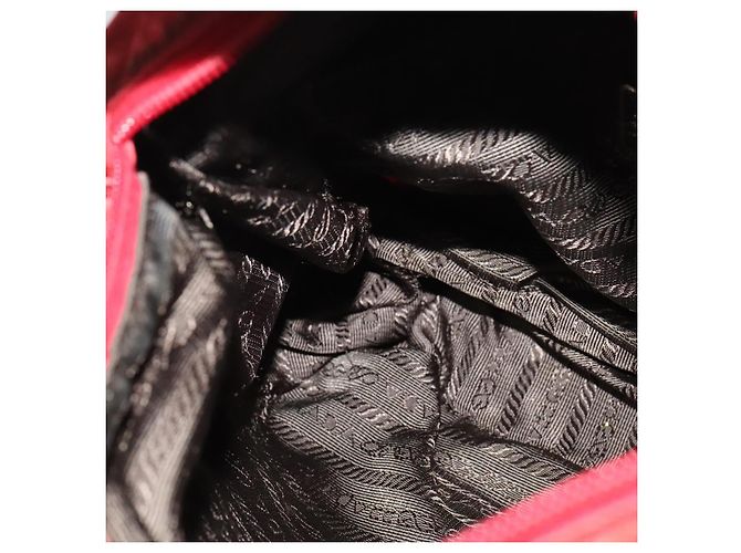 Borsa a Spalla PRADA in Nylon Rosso Argento Auth ki5884 - vista 20