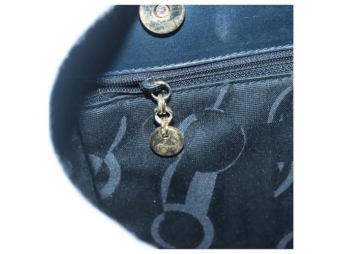 Borsa a Spalla Salvatore Ferragamo Vala in Pelle Blu Navy Oro Auth BA4945 D'oro - vista 17
