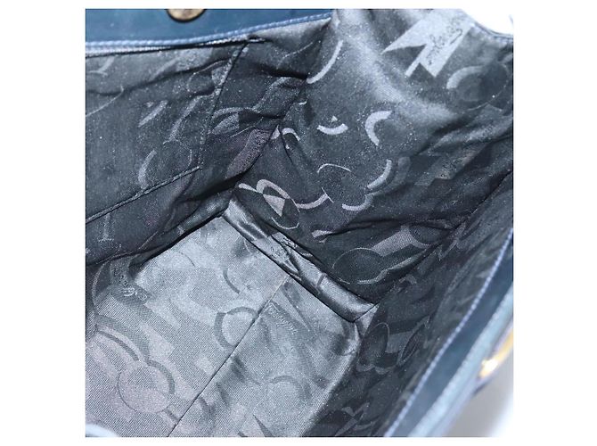 Borsa a Spalla Salvatore Ferragamo Vala in Pelle Blu Navy Oro Auth BA4945 D'oro - vista 18