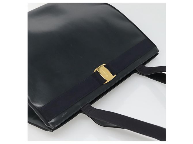 Borsa a Spalla Salvatore Ferragamo Vala in Pelle Blu Navy Oro Auth BA4945 D'oro - vista 6