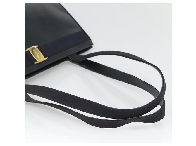 Borsa a Spalla Salvatore Ferragamo Vala in Pelle Blu Navy Oro Auth BA4945 D'oro - vista 7