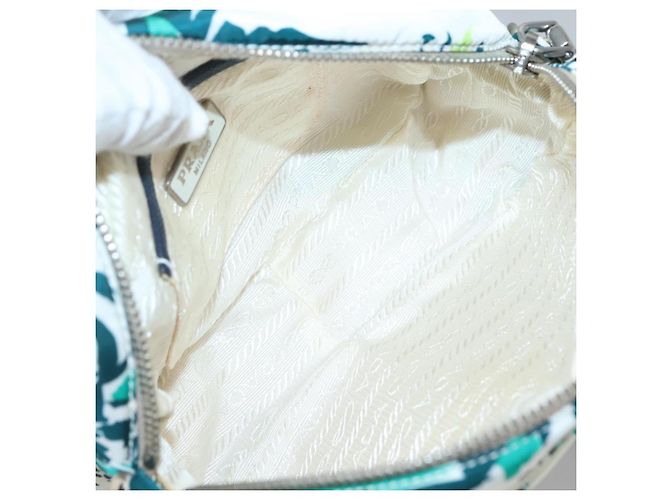 Borsa a Spalla con Catena PRADA in Nylon Verde Argento Autentica 139976 - vista 10