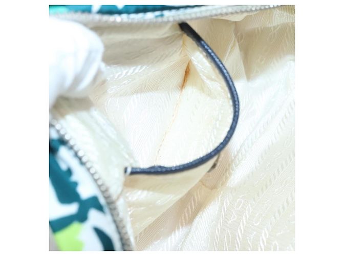 Borsa a Spalla con Catena PRADA in Nylon Verde Argento Autentica 139976 - vista 11
