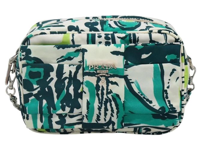 Borsa a Spalla con Catena PRADA in Nylon Verde Argento Autentica 139976 - vista 13