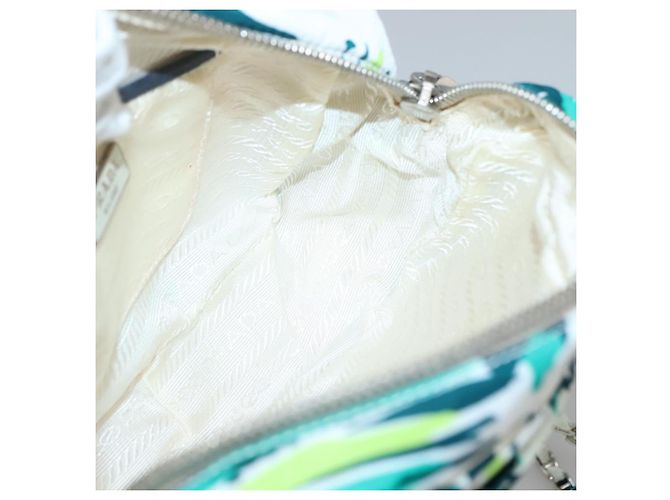 Borsa a Spalla con Catena PRADA in Nylon Verde Argento Autentica 139976 - vista 20