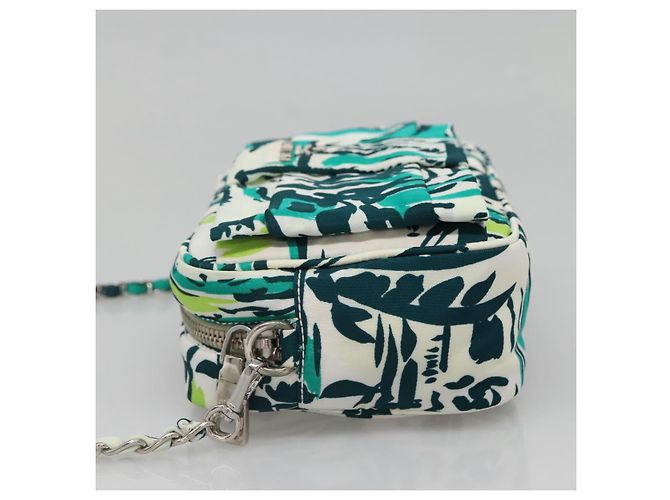 Borsa a Spalla con Catena PRADA in Nylon Verde Argento Autentica 139976 - vista 3