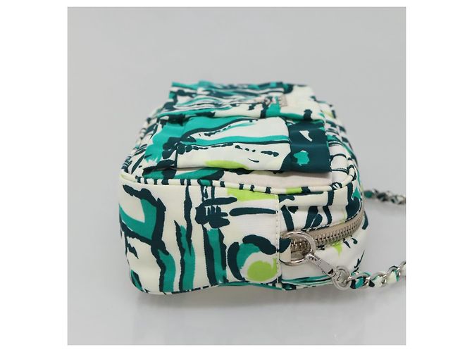 Borsa a Spalla con Catena PRADA in Nylon Verde Argento Autentica 139976 - vista 4