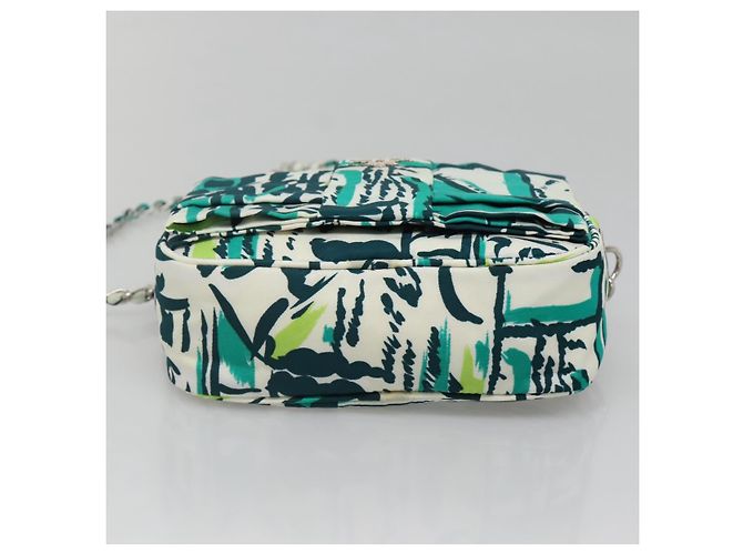 Borsa a Spalla con Catena PRADA in Nylon Verde Argento Autentica 139976 - vista 5