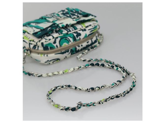 Borsa a Spalla con Catena PRADA in Nylon Verde Argento Autentica 139976 - vista 7