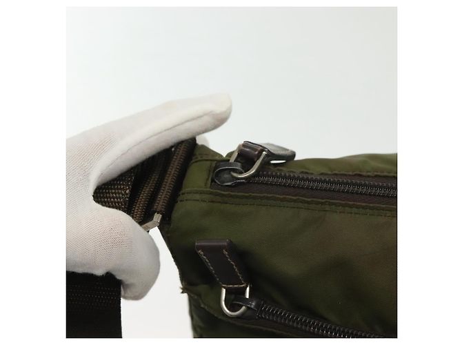 Borsa a Spalla PRADA Nylon Khaki Argento Autentica ki5956 Cachi - vista 10