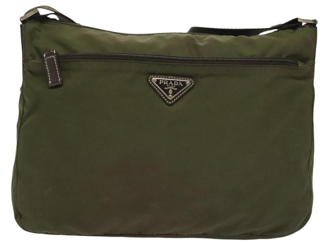 Borsa a Spalla PRADA Nylon Khaki Argento Autentica ki5956 Cachi - vista 13