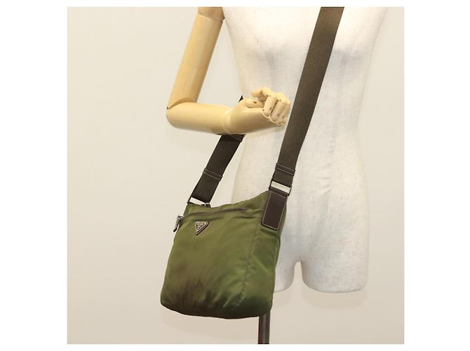 Borsa a Spalla PRADA Nylon Khaki Argento Autentica ki5956 Cachi - vista 23